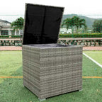 Grey 4-Piece Patio Sectional Wicker Rattan Outdoor Furniture Sofa Set with Storage Box - 47.2   x 25.6   x 25.6