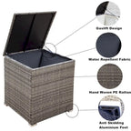 Grey 4-Piece Patio Sectional Wicker Rattan Outdoor Furniture Sofa Set with Storage Box - 47.2   x 25.6   x 25.6
