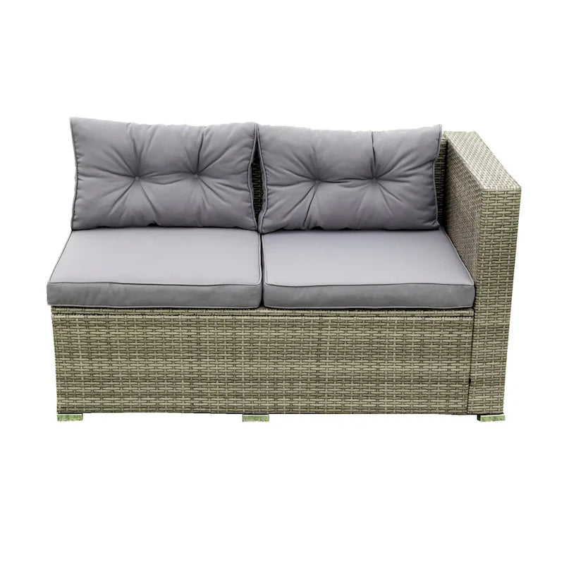 Grey 4-Piece Patio Sectional Wicker Rattan Outdoor Furniture Sofa Set with Storage Box - 47.2   x 25.6   x 25.6
