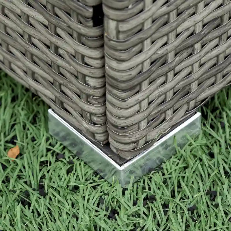 Grey 4-Piece Patio Sectional Wicker Rattan Outdoor Furniture Sofa Set with Storage Box - 47.2   x 25.6   x 25.6