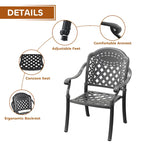 3/5-Piece Cast Aluminum Outdoor Dining Set with 35.43 in. Round Table and Random Color Seat Cushions