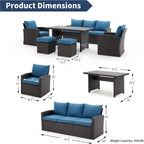 Modular Outdoor Wicker Patio Conversation Set with Table and Sofa, Suitable for patio, garden, outdoor, poolside