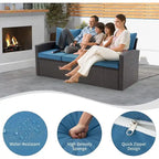 Modular Outdoor Wicker Patio Conversation Set with Table and Sofa, Suitable for patio, garden, outdoor, poolside