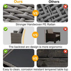 Modular Outdoor Wicker Patio Conversation Set with Table and Sofa, Suitable for patio, garden, outdoor, poolside