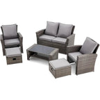 Modular Outdoor Wicker Patio Conversation Set with Table and Sofa, Suitable for patio, garden, outdoor, poolside