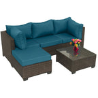 Modular Outdoor Wicker Patio Conversation Set with Table and Sofa, Suitable for patio, garden, outdoor, poolside
