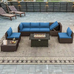 Modular Outdoor Wicker Patio Conversation Set with Table and Sofa, Suitable for patio, garden, outdoor, poolside