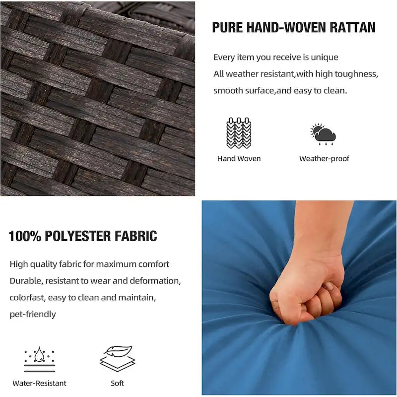 Modular Outdoor Wicker Patio Conversation Set with Table and Sofa, Suitable for patio, garden, outdoor, poolside