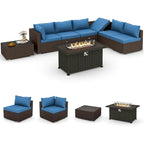 Modular Outdoor Wicker Patio Conversation Set with Table and Sofa, Suitable for patio, garden, outdoor, poolside