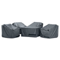 Portofino Comfort 5 Piece Polyester Outdoor Patio Fire Chat Deluxe Furniture Cover - Grey