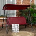 3-Person Porch Swing Bench with Stand, Adjustable Canopy & Armrests