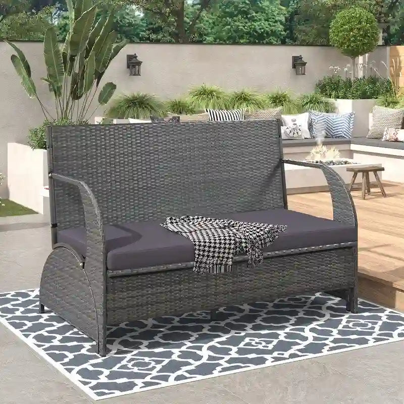 Outdoor Garden Loveseat and Convertible to Dining Table Set
