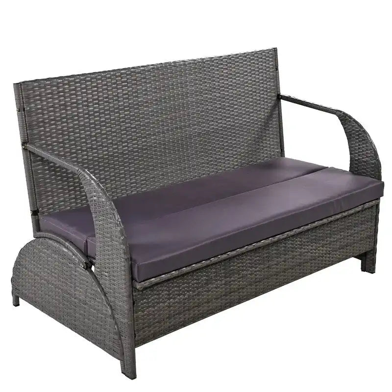 Outdoor Garden Loveseat and Convertible to Dining Table Set