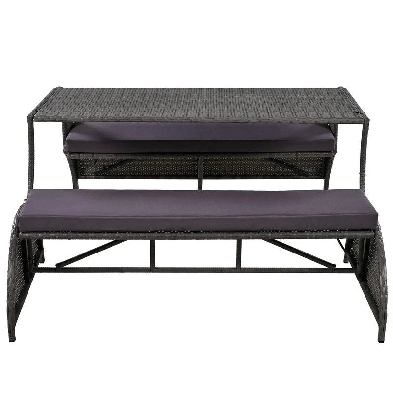 Outdoor Garden Loveseat and Convertible to Dining Table Set