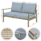 6-Piece Aluminum Patio Conversation Set, 2-Seat Outdoor Couch with Coffee Table and Cushions