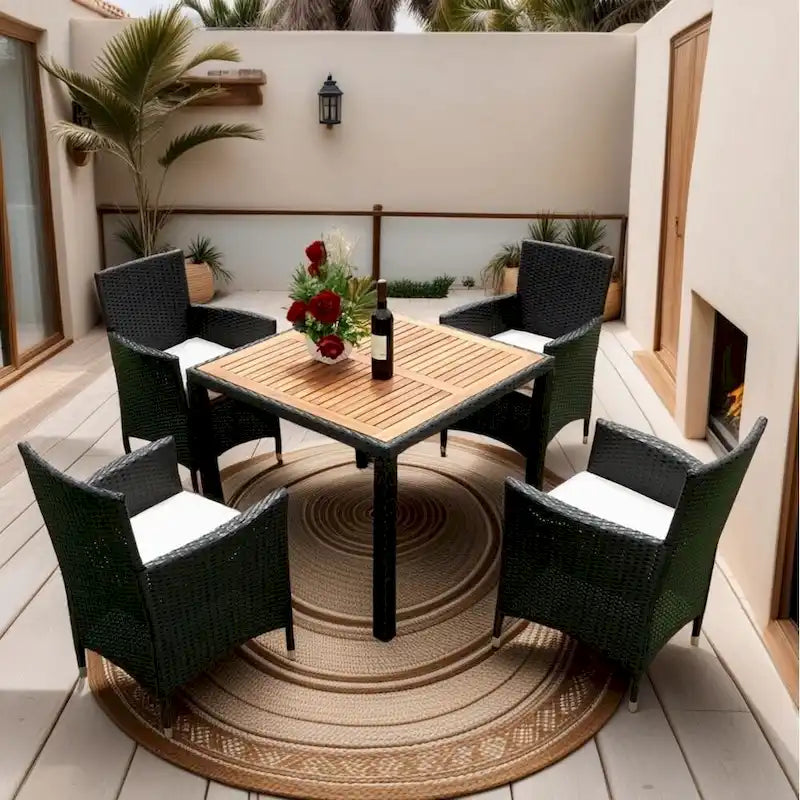 5 Piece Outdoor Patio Wicker Dining Set Patio Wicker Furniture Dining Set