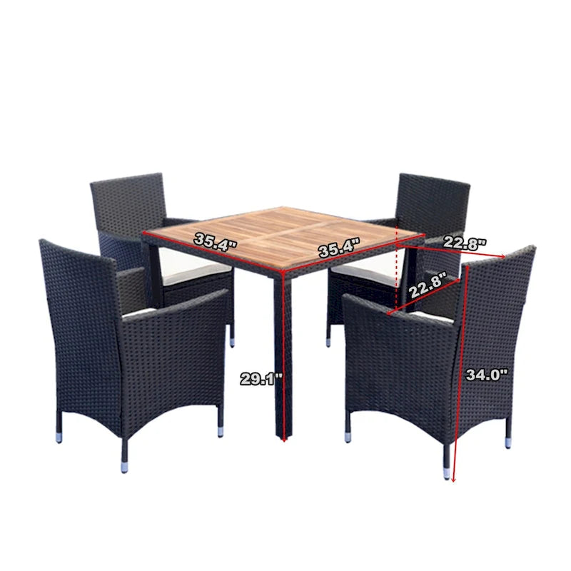 5 Piece Outdoor Patio Wicker Dining Set Patio Wicker Furniture Dining Set
