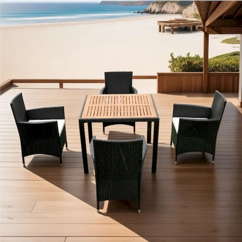 5 Piece Outdoor Patio Wicker Dining Set Patio Wicker Furniture Dining Set