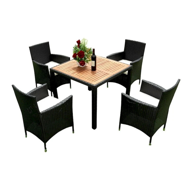5 Piece Outdoor Patio Wicker Dining Set Patio Wicker Furniture Dining Set