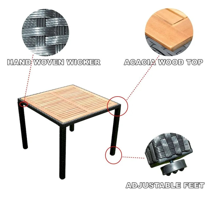 5 Piece Outdoor Patio Wicker Dining Set Patio Wicker Furniture Dining Set