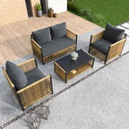 New Comming Patio 4 pieces Brown PE Wicker Sofa Set with Grey Cushion