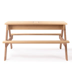3-in-1 Kids Outdoor Wooden Picnic Table With Umbrella, Convertible Sand & Wate