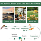 Outdoor Round Picnic Table Set with Built-in Benches & Umbrella Hole