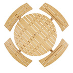 Outdoor Round Picnic Table Set with Built-in Benches & Umbrella Hole