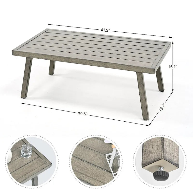 1-Piece Outdoor Aluminum Patio Coffee Table