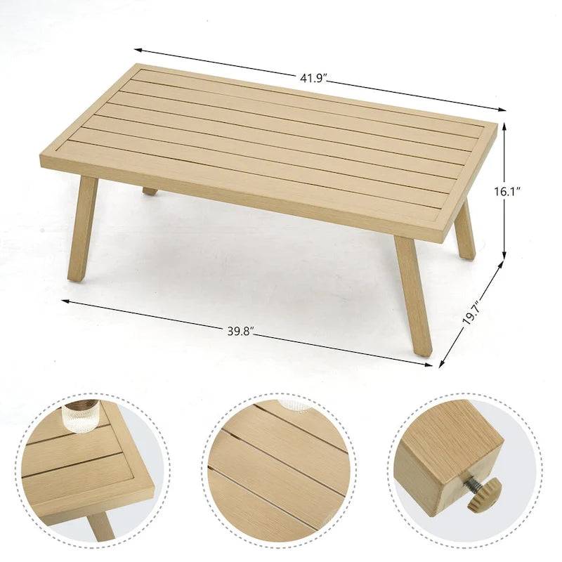 1-Piece Outdoor Aluminum Patio Coffee Table