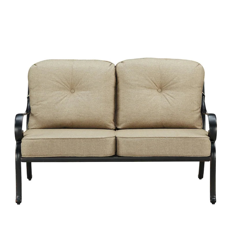 Black Aluminum Deep Seating Deep Seating Loveseat with Cushions