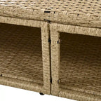 Brown Wicker Rattan Outdoor Day Bed with Gray Cushions and Gray Retractable Canopy