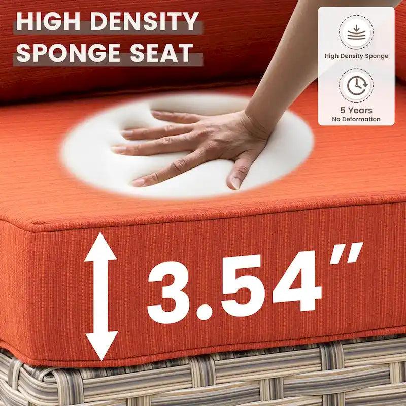 OVIOS 10 Pieces Outdoor Wicker Swivel Chair Set With Solar-Powered Coffee Table