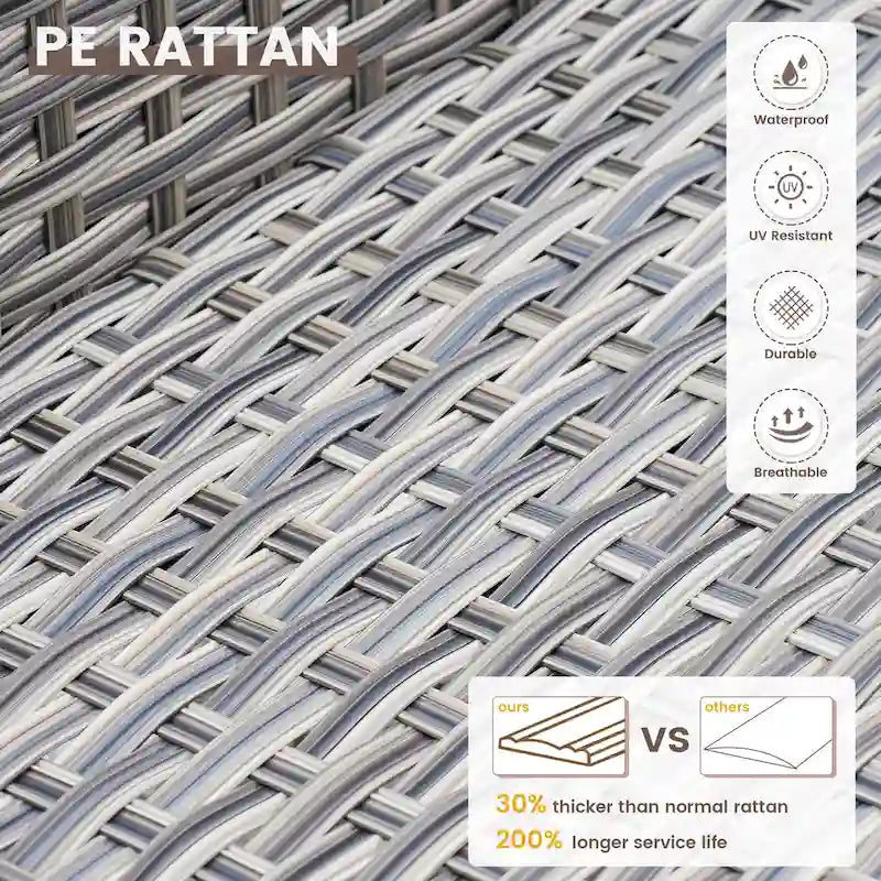 OVIOS 10 Pieces Outdoor Wicker Swivel Chair Set With Solar-Powered Coffee Table