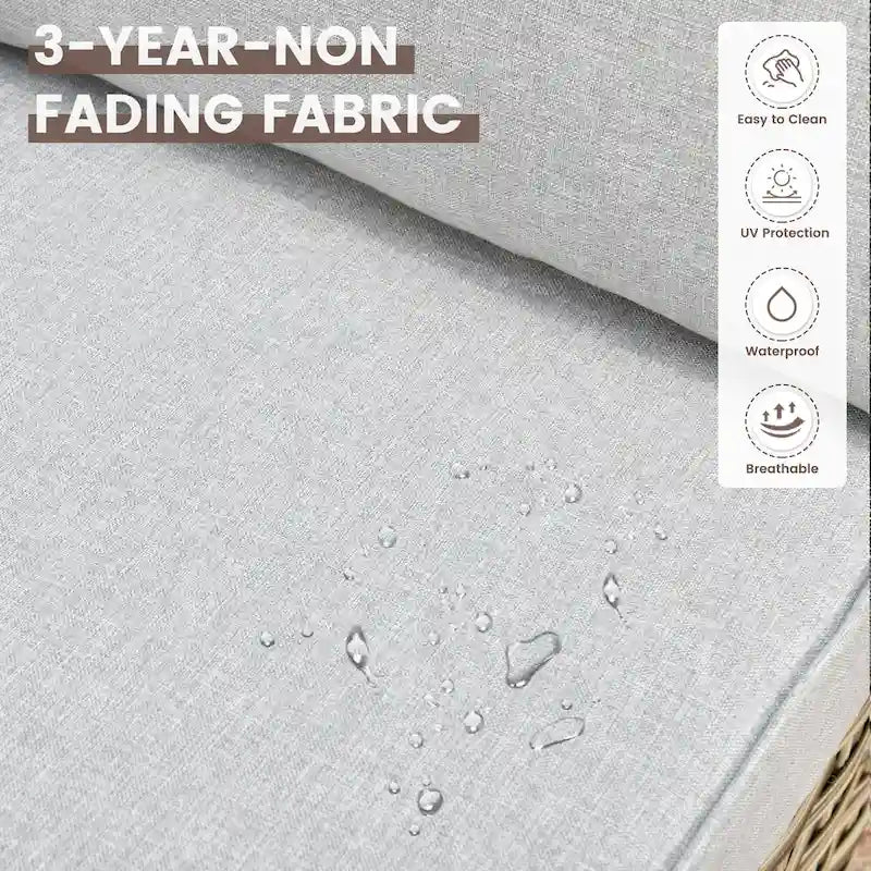 OVIOS 10 Pieces Outdoor Wicker Swivel Chair Set With Solar-Powered Coffee Table