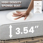 OVIOS 10 Pieces Outdoor Wicker Swivel Chair Set With Solar-Powered Coffee Table