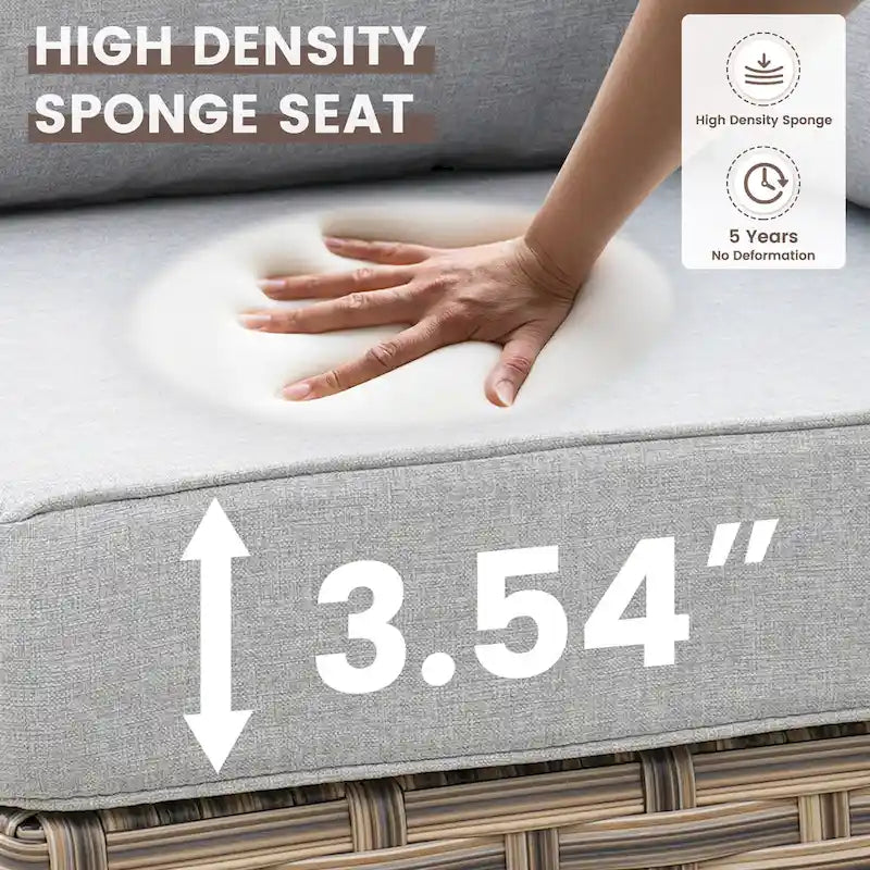 OVIOS 10 Pieces Outdoor Wicker Swivel Chair Set With Solar-Powered Coffee Table