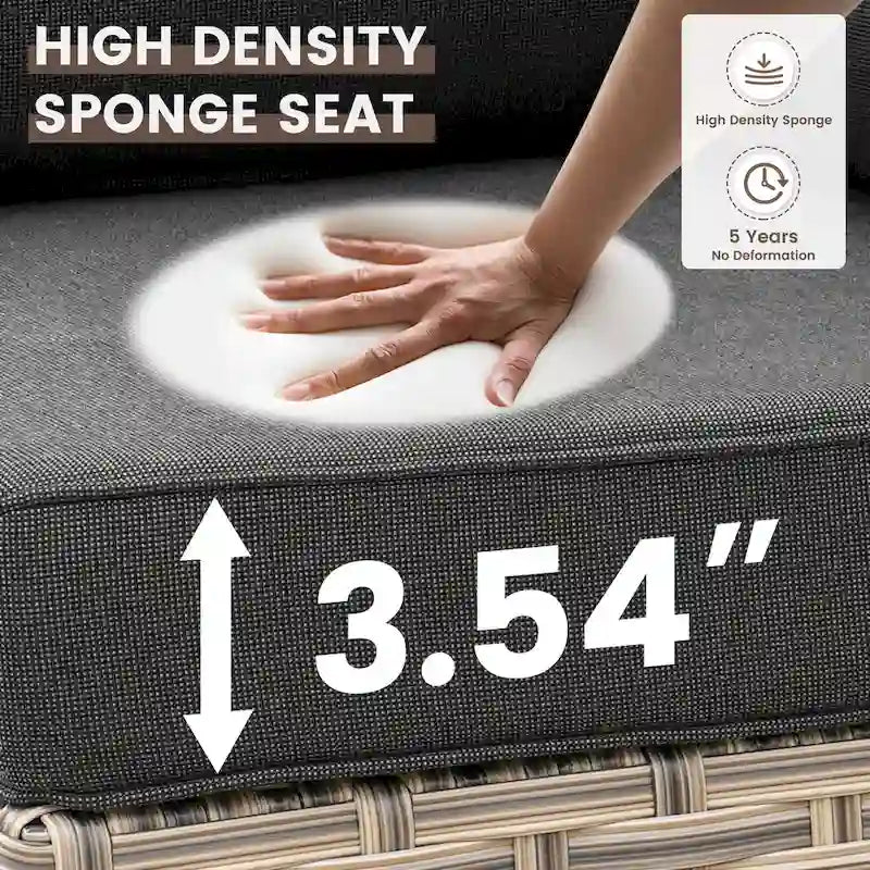 OVIOS 10 Pieces Outdoor Wicker Swivel Chair Set With Solar-Powered Coffee Table