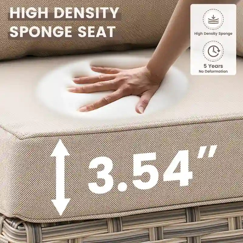 OVIOS 10 Pieces Outdoor Wicker Swivel Chair Set With Solar-Powered Coffee Table