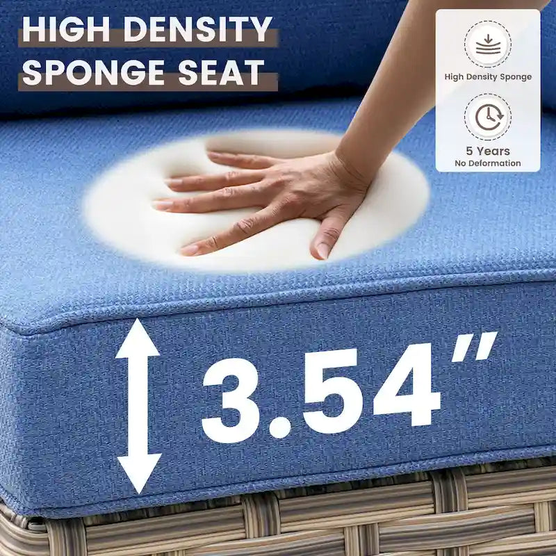 OVIOS 10 Pieces Outdoor Wicker Swivel Chair Set With Solar-Powered Coffee Table